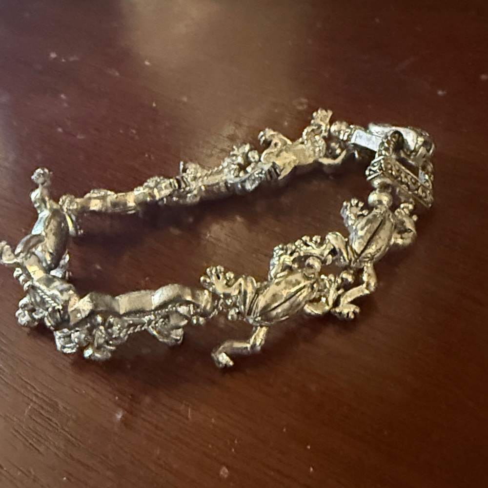 Ladies  silver and gold, toned, frog design bracelet excellent condition